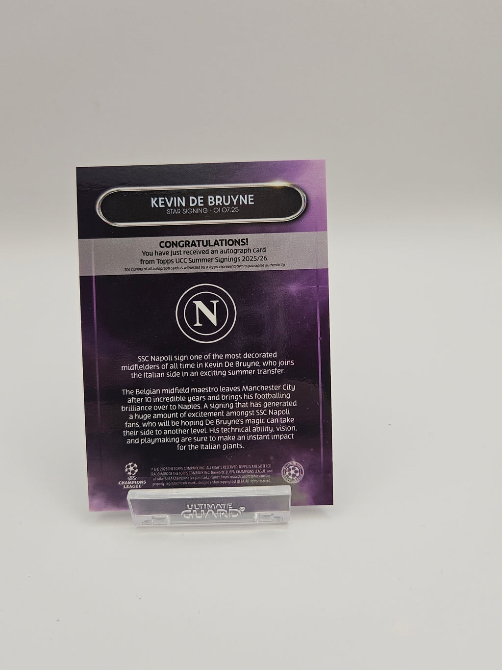 Kevin De Bruyne (32/50) Autograph - Napoli - Topps Summer Signings UCC - SINGLE