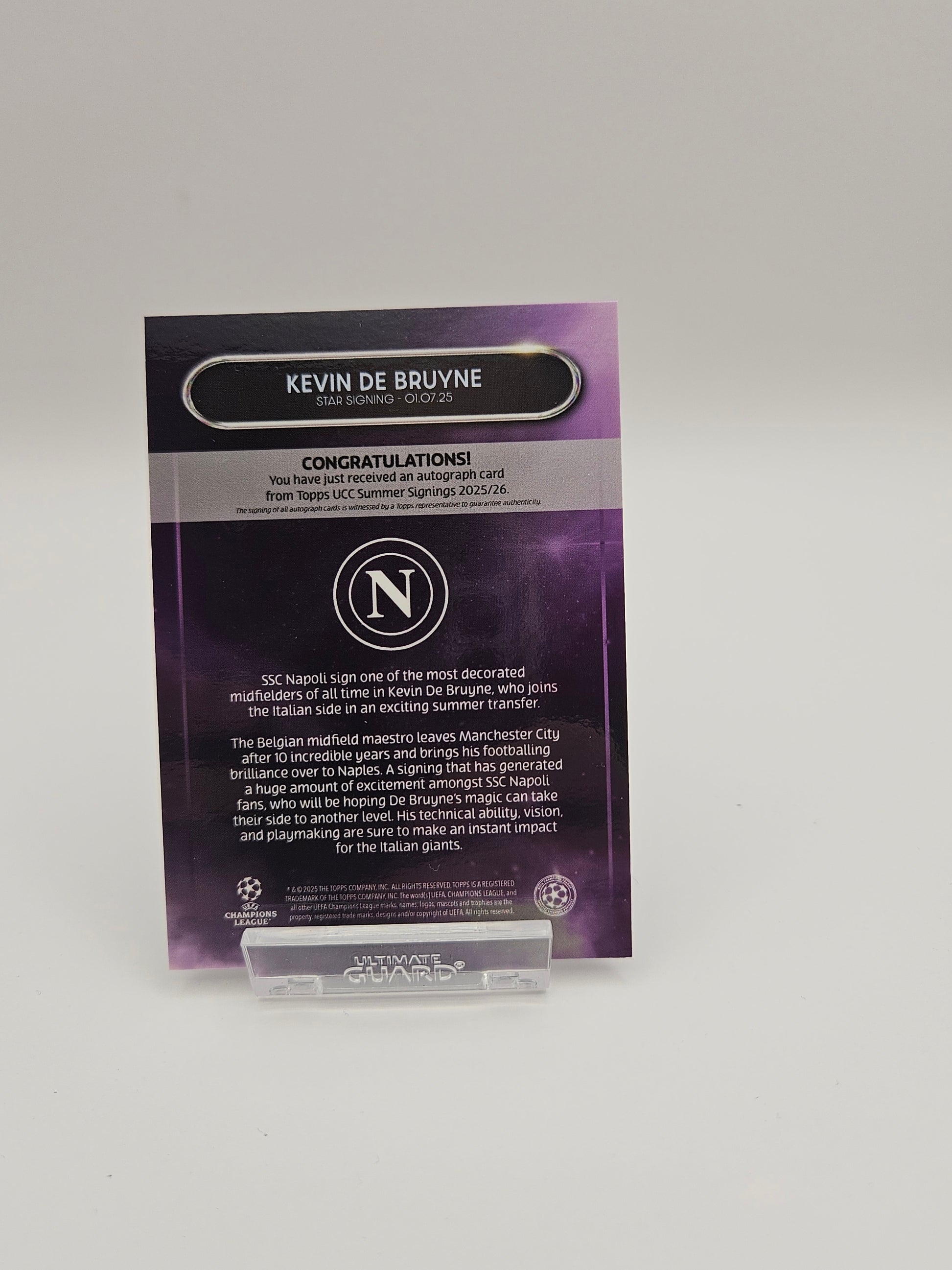 Kevin De Bruyne (32/50) Autograph - Napoli - Topps Summer Signings UCC - SINGLE