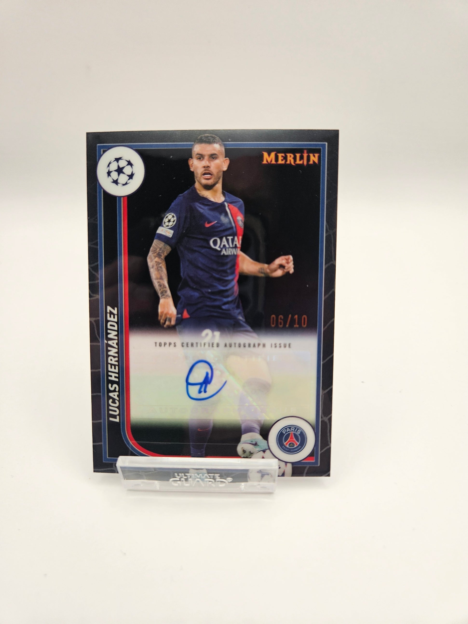 Lucas Hernández (06/10) Autograph  - PSG - Topps Merlin UEFA Champions League - SINGLE