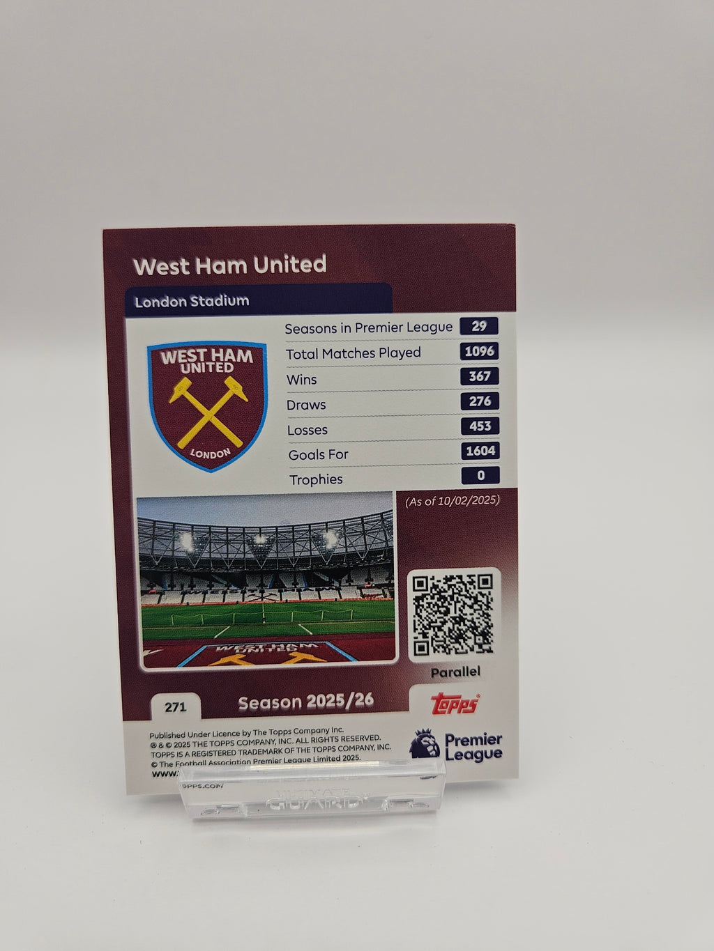 West Ham United (02/10) - 25/26 Topps Premier League Team Logo Parallel - SINGLE