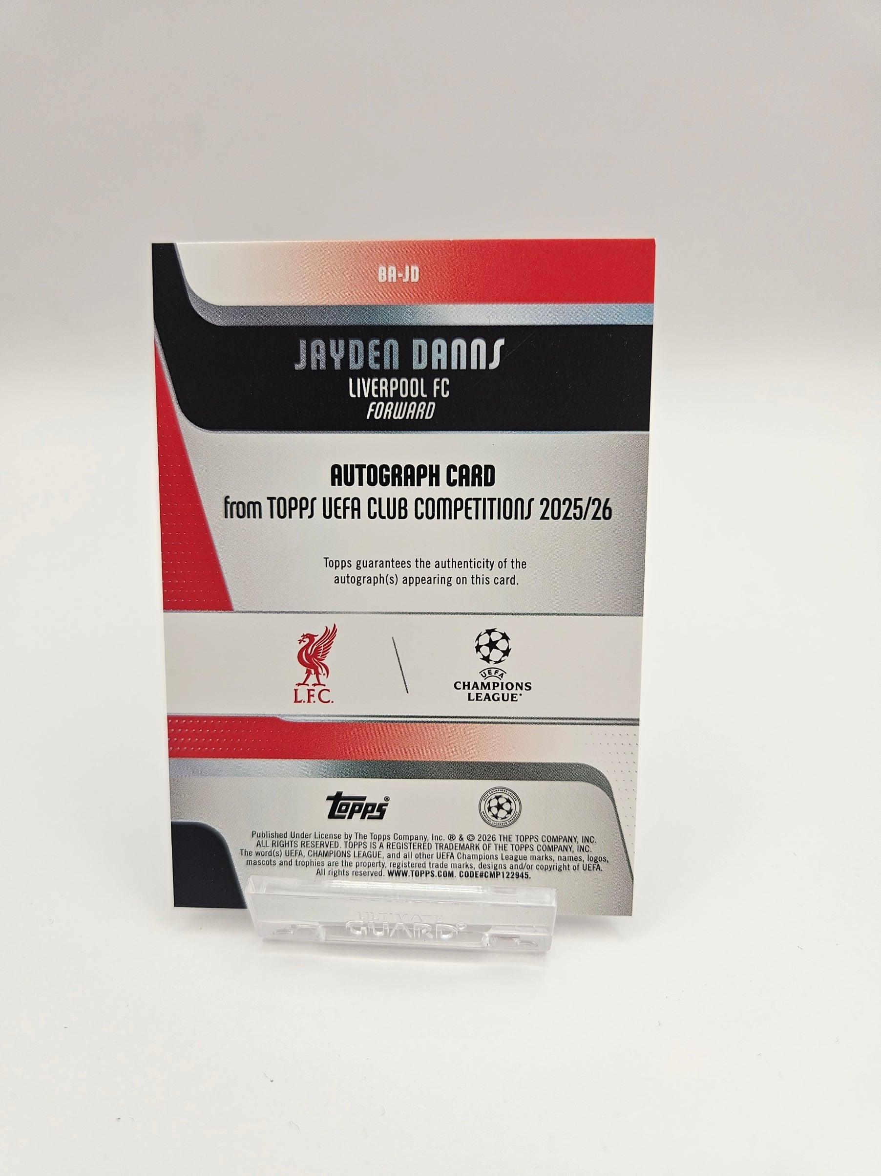 Jayden Danns (Autograph) - Liverpool - Topps UEFA Club Competitions - SINGLE