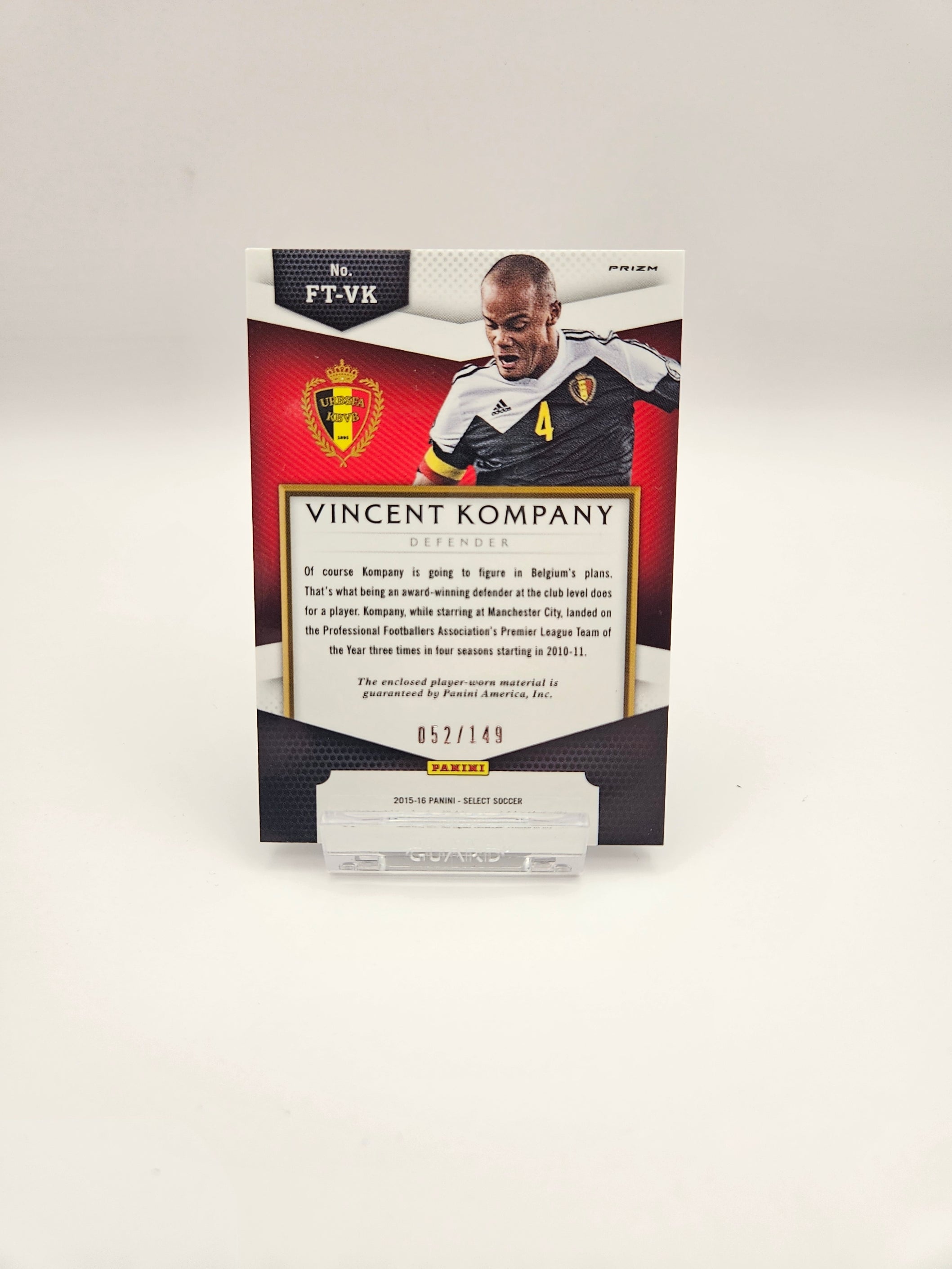 Vincent Kompany (052/149) First Team Patch  - Belgium - Panini Select - SINGLE